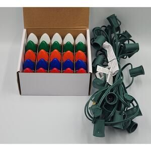 NEW 25 Piece‎ C9  Ceramic Bulbs Multicolor With String Lights Indoor/Outdoor Use